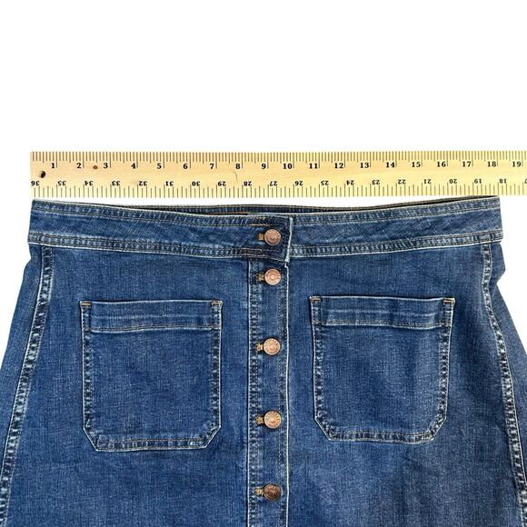 Madewell Denim Skirt Womens Size 14 Blue Jean Button Front A-Line Stretch NEW - Picture 7 of 12